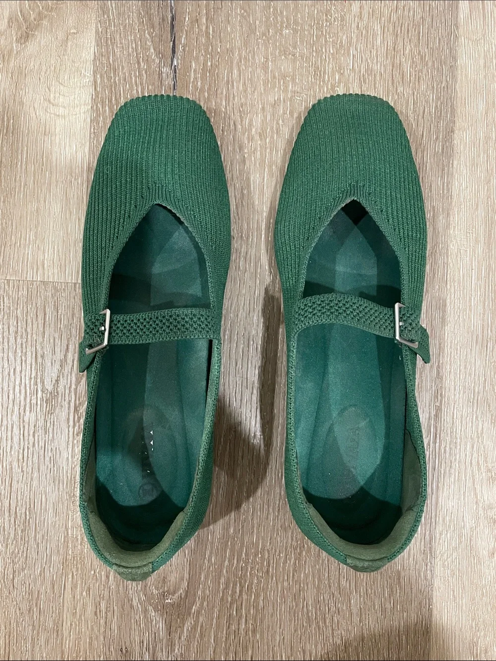 Vivaia Margo Mary Jane Square Toe Flats Emerald Green Size 39